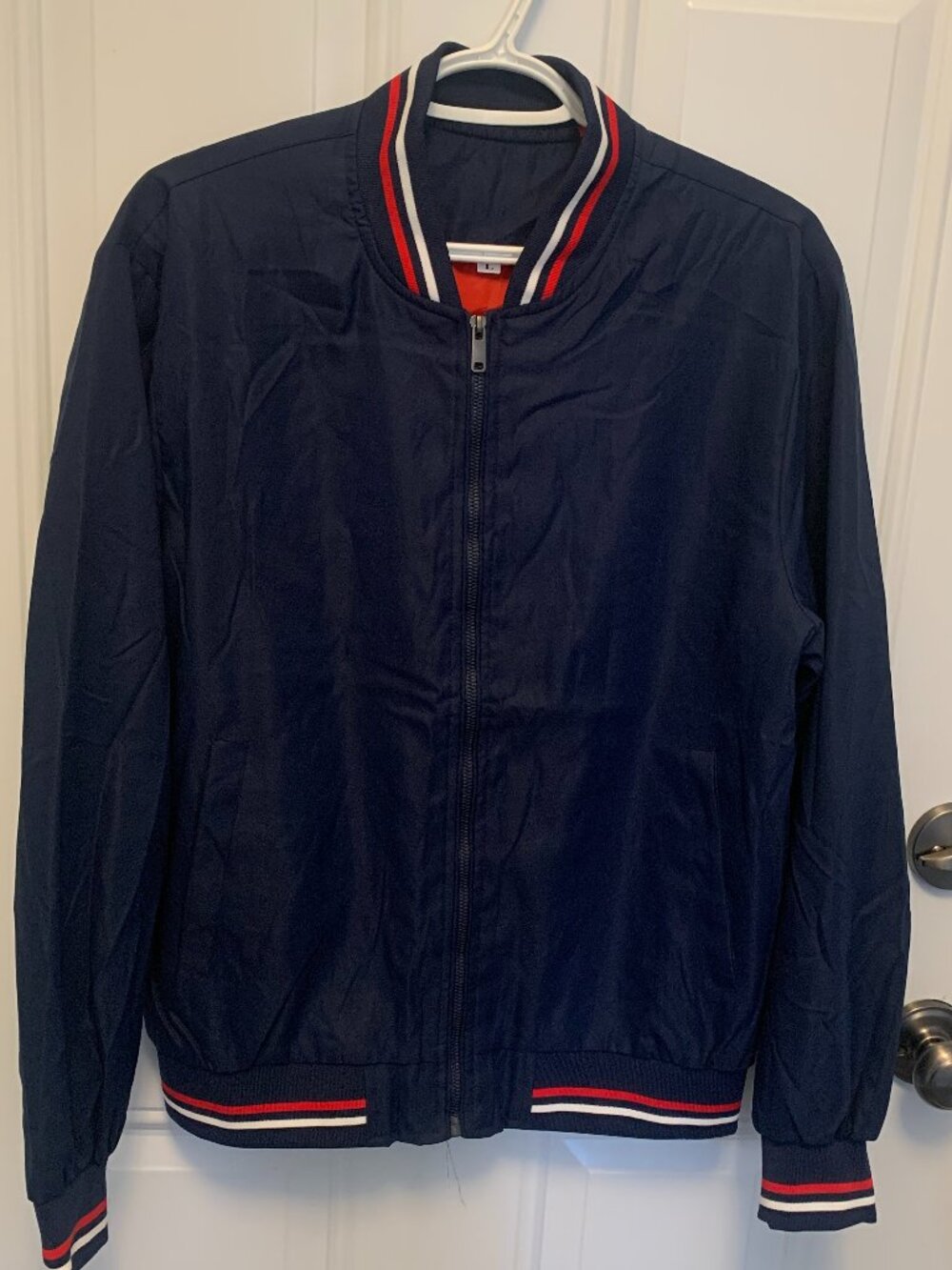 Men's spring bomber jacket navy, red, white nwot, medium streetwear preppy